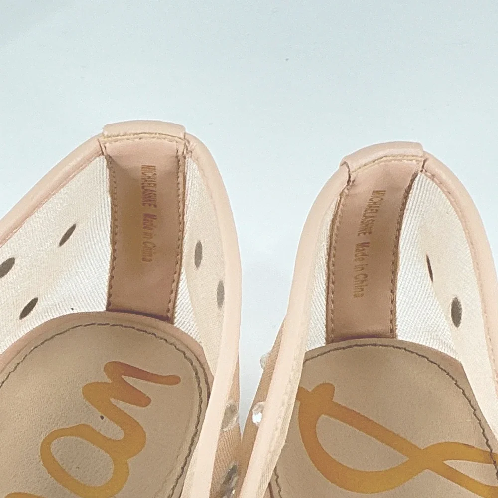 Sam Edelman Size 8.5 Mesh Crystal Mary Jane Flats Nude Beige Rhinestone Michaela - Picture 6 of 14